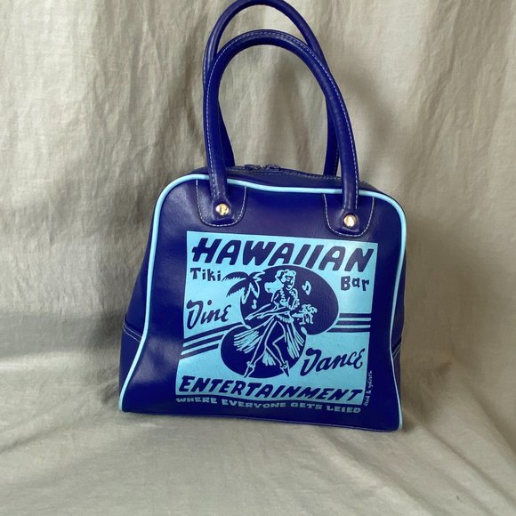 David & Goliath Handbags - David & Goliath Blue Tiki Bar Hawaiian Bowler Bag